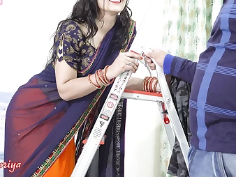 Indian excessive price alongside saree gets her packed with arse banged phoney &