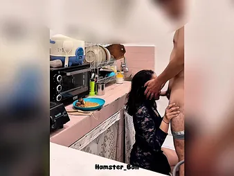 My Wifey caught under way and fucks hard in rub-down the kitchen